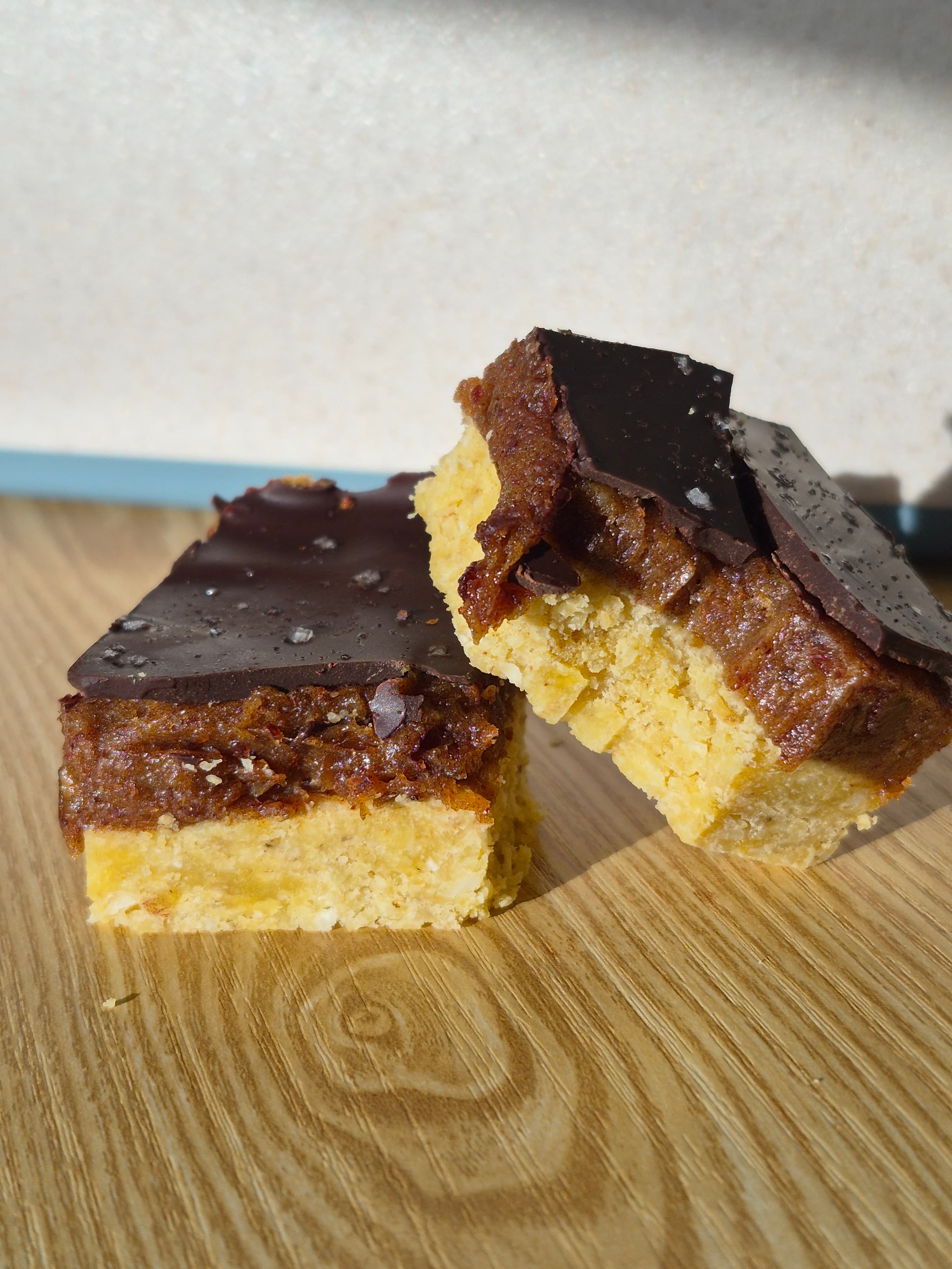 Chocolate caramel slice pieces
